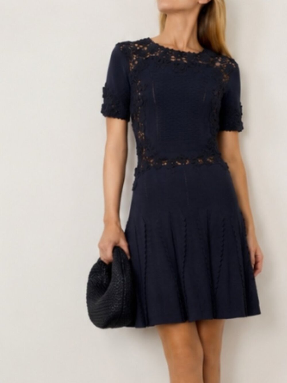 NWT ULLA JOHNSON Henrietta Short Sleeve Knit Mini Dress Eclipse S $1,150